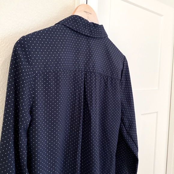 3/$10 Women’s Notations Long-Sleeve Collared Button-Up Shirt Blouse Polka Dot - Picture 6 of 7